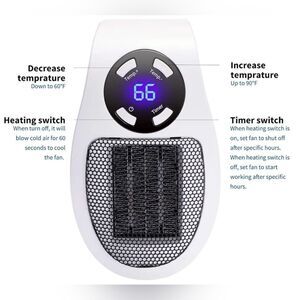 💙NIB Brightown White Portable Wall Outlet Miniature Space Heater